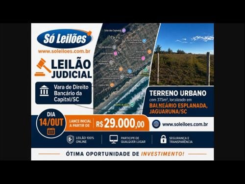TERRENO URBANO, situado no Balneário Esplanada, em Jaguaruna/SC